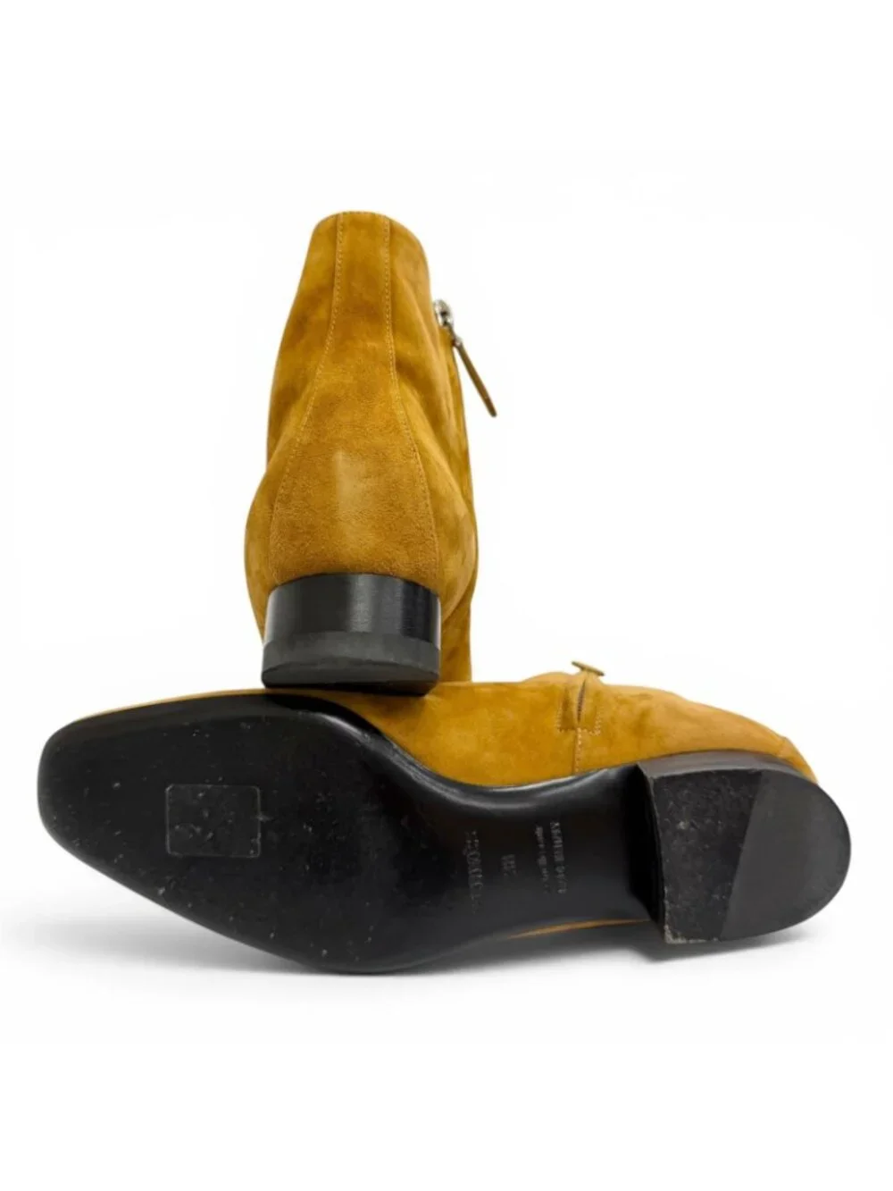 Hermes Suede Leather Carriage Logo Side Zip Short Boots Ankle Camel Brown